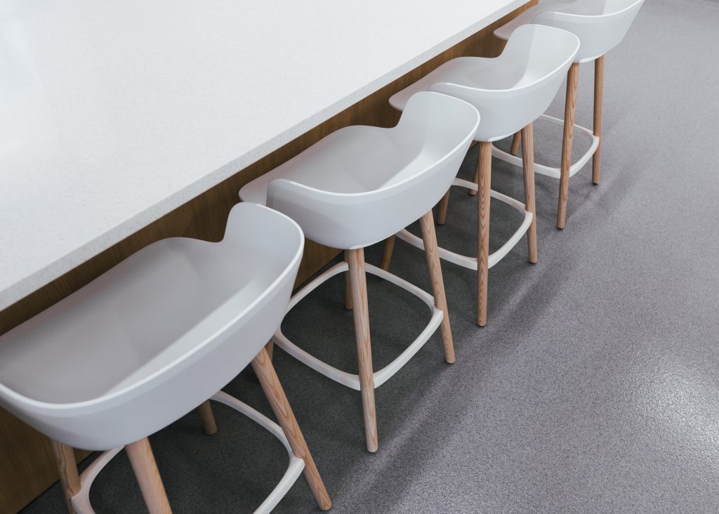Centre Multigénérationnelle de Brossard meublé par Espace Cabdéco. Tabourets Babila de Pedrali.
