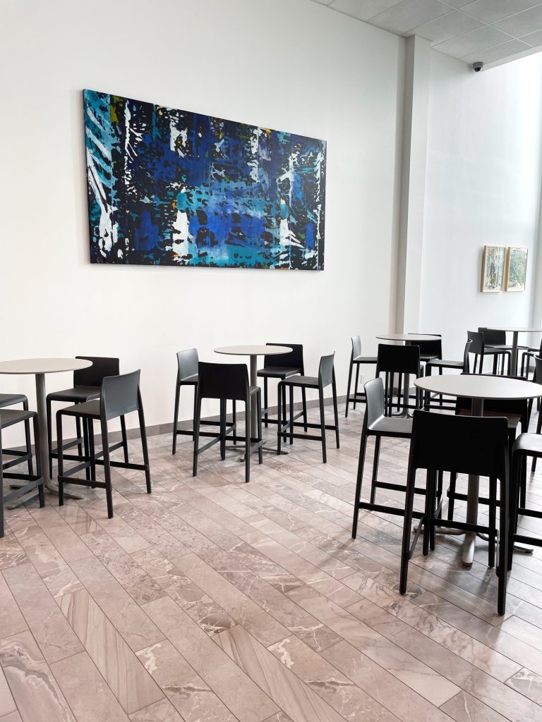 Mausolée Saint-Martin furnished by Espace Cabdéco. Volt Stools by Pedrali. 